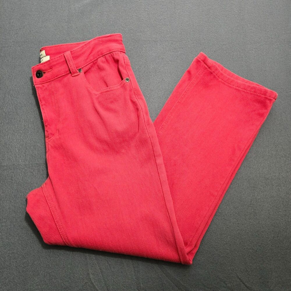 L.L. Bean Jeans Women 4 Coral Pink Mid Rise Classic Fit Stretch Straight Leg